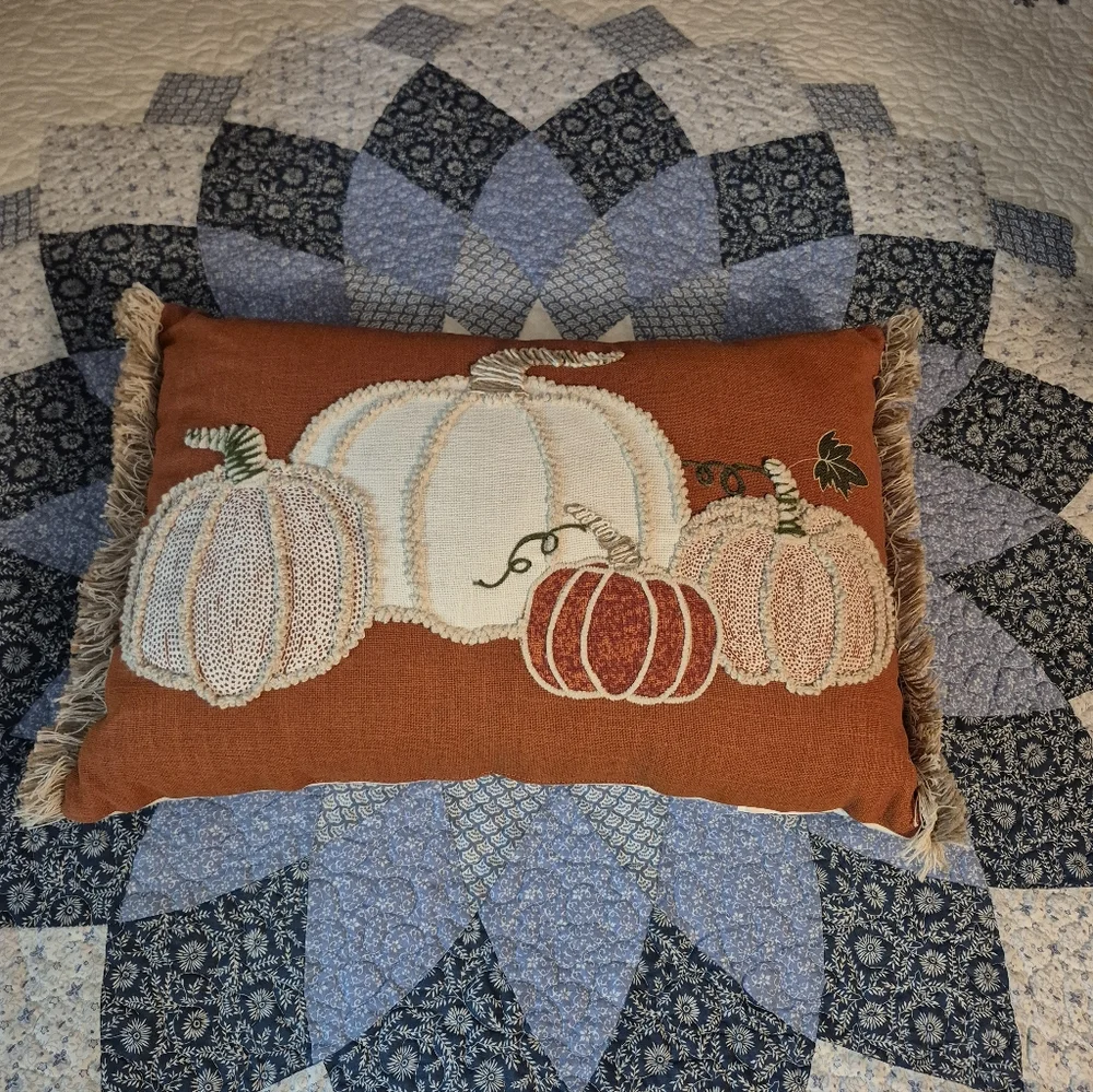 New Embroidered Pumkin Decortive Rectangle Throw Pillow